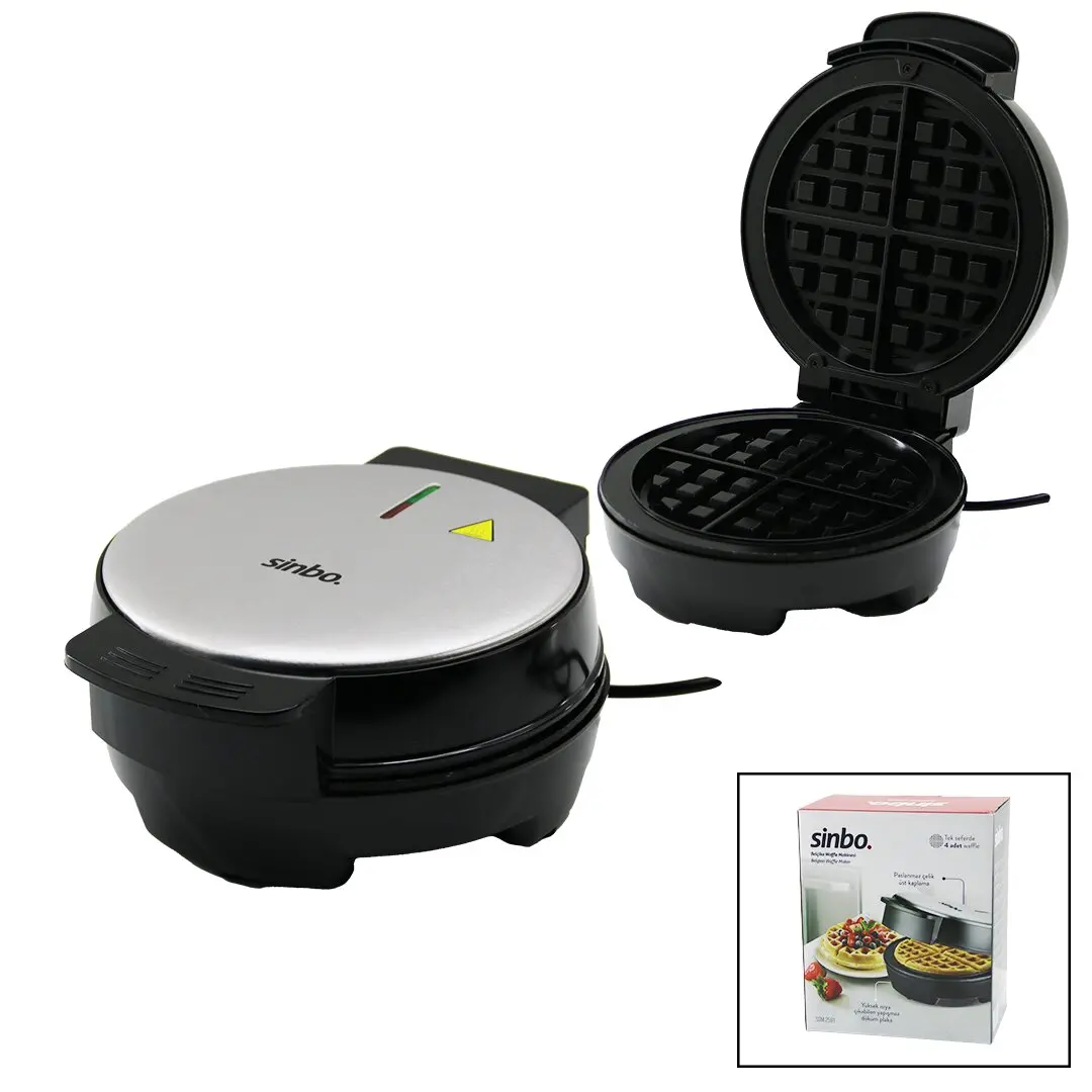 BELÇİKA WAFFLE MAKİNESİ ELEKTRİKLİ 4 WAFFLE - YAPIŞMAZ DÖKÜM PLAKA PASLANMAZ ÇELİK ÜST KAPLAMA SSM-2591 (4745)