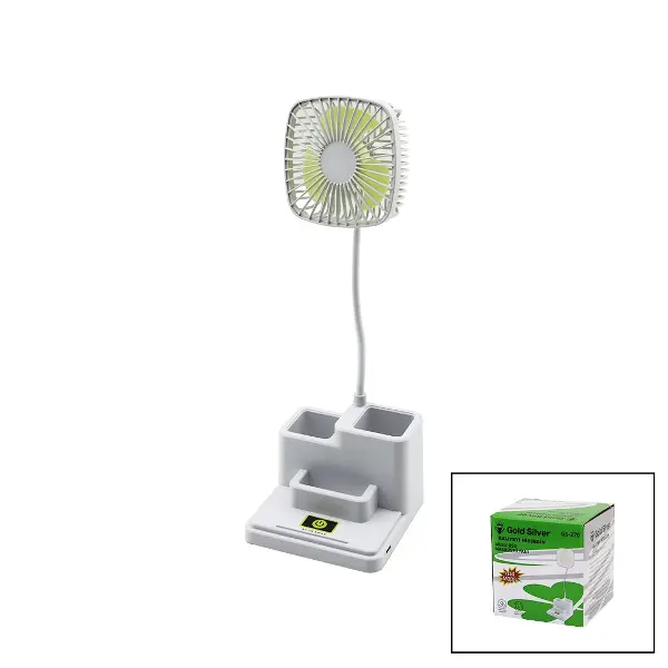 KALEMLİKLİ MASAÜSTÜ VANTİLATÖR USB ŞARJLI FAN:8.9CM- AKROBAT AYAK=23CM+KALEMLİK:36.5CM TELEFONLUK GS-270 (4745)