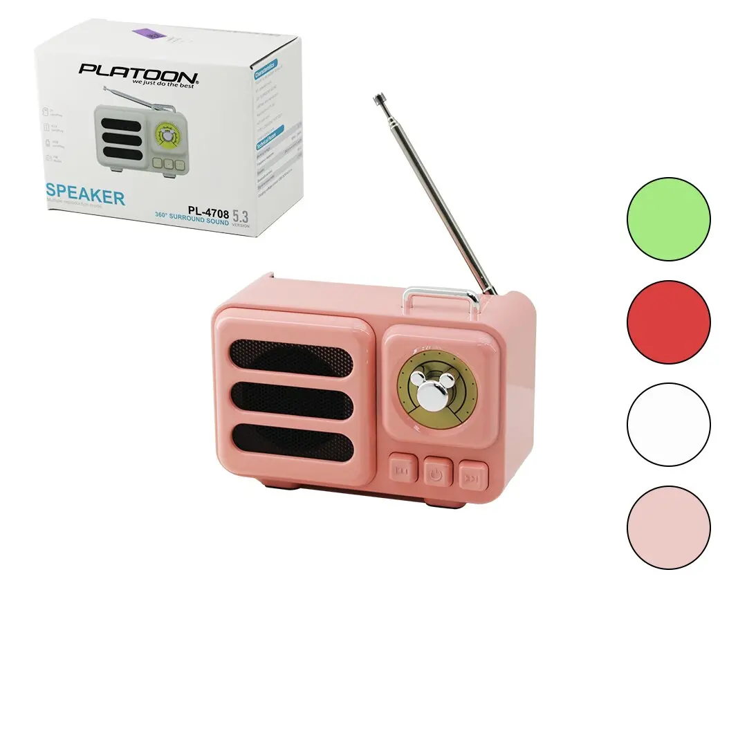 WİRELESS HOPARLÖR - SPEAKER - RADYO IŞIKLI USB ŞARJLI RENKLİ KASA - BRONZ ÇERÇEVE USB - DC 5V - TF (4745)