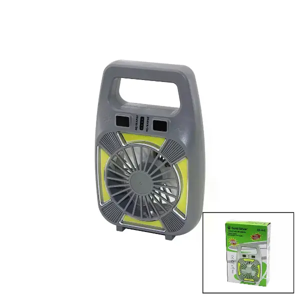 2İN1=MİNİ FAN - FENER USB ŞARJ 2 KADEME HIZ LAMBA=4 FONKSİYON - 10W SU GEÇİRMEZ TAŞIMA KULP MİNİ VANTİLATÖR GS-265 (4745)
