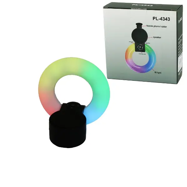 YUVARLAK HALKA - PLASTİK GÖVDE BLUETOOTH WİRELESS MİNİ HOPARLÖR SPEAKER USB ŞARJLI - IŞIKLI TELFON TUTUCU 5W PL-4343 (4745)