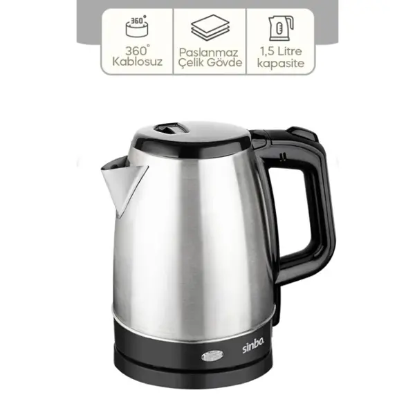 ÇELİK KETTLE 1.7LT GİZLİ REZİSTANS - KABLOSUZ SK-8015 (4745)