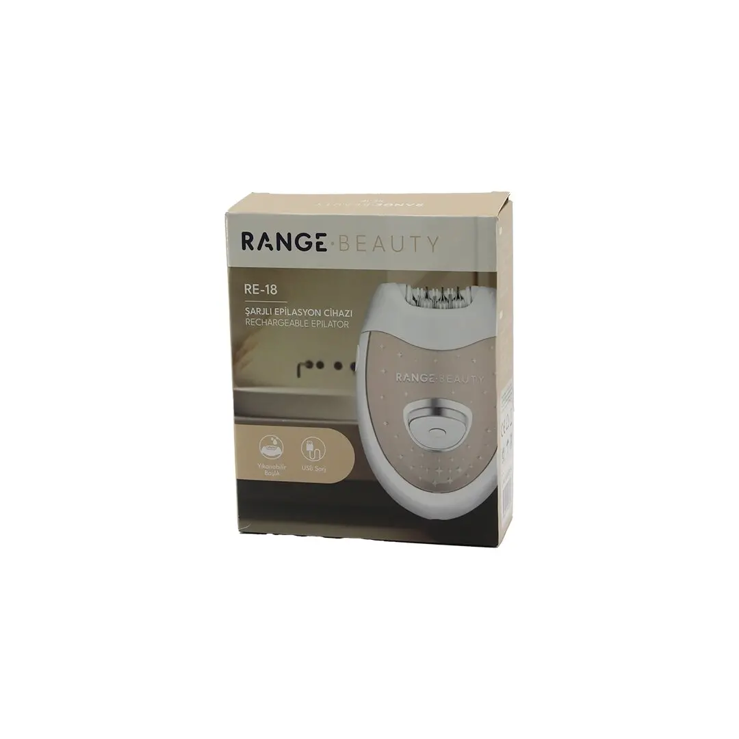 RANGE BEAUTY RE-18 EPİLASYON CİHAZI EPİLATÖR USB ŞARJLI=50DK 2 KADEME HIZ YIKANABİLİR BAŞLIK=18 ÇİFT CIMBIZ (4745)