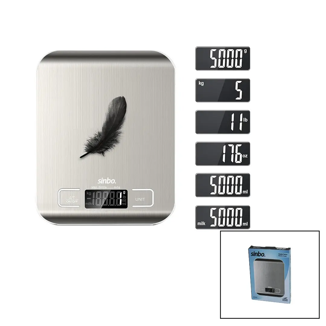 MUTFAK TARTISI TERAZİ İNOX LCD EKRAN 5KG/1GR PİLLİ=2X AAA PİL GR/OZ/ML/IB ÖLÇÜM SKS-4527 (4745)