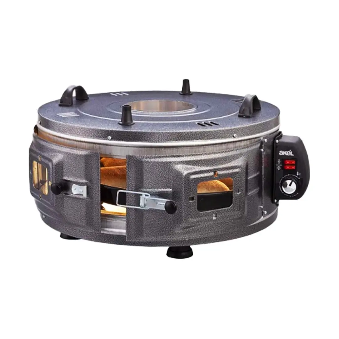 GROSS YUVARLAK DAVUL FIRIN STANDART AYARLANABİLİR TERMOSTAT = 50°C-320°C 1300W - 53CM ALÜMİNYUM TEPSİ ÖN - ÜST GÖZETLEME CAMI (4745)