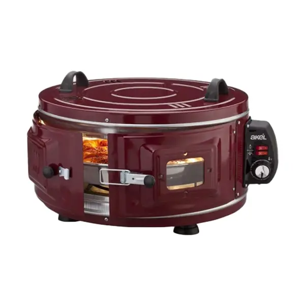 GROSS YUVARLAK DAVUL FIRIN STANDART AYARLANABİLİR TERMOSTAT = 50°C-320°C 1300W - 53CM ALÜMİNYUM TEPSİ ÖN GÖZETLEME CAMI  AF-008B (4745)