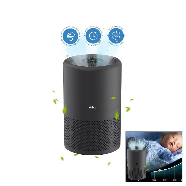 GRİ HAVA TEMİZLEME CİHAZI OTOMATİK FAN 3 KADEME FİLTRELEME LED AYDINLATMA SESSİZ UYKU MOD SAP-5507 (4745)