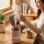 Ahşap Odun Ateşi Tasarımlı&nbsp;280 Ml Ultrasonik Hava Nemlendirici &amp;amp; Aroma Difüzör – Soğuk Buhar Makinesi, Led Işıklı, Ortam Nemlendirici (4745)-5