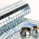 Kare Silver Cam Mozaik Fayans Çıkartmaları El İşi Kare Cam Fayans Kendinden Yapışkanlı Aynalı Dekor Panel 30x30 Cm (4745)-1