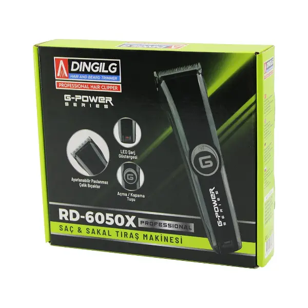 SAÇ SAKAL KESME - TRAŞ MAKİNESİ FİŞ ŞARJLI=LED GÖSTERGE AYARLI BIÇAK=0.1-05MM RD-6050X G-POWERG-PLUS (4745)