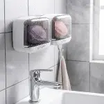 Duvara Monte İkili Kapaklı Plastik Katı Sabunluk Organizer – Banyo &amp;amp; Mutfak İçin Yapışkanlı Sabun Kutusu ve Düzenleyici (4745)-4