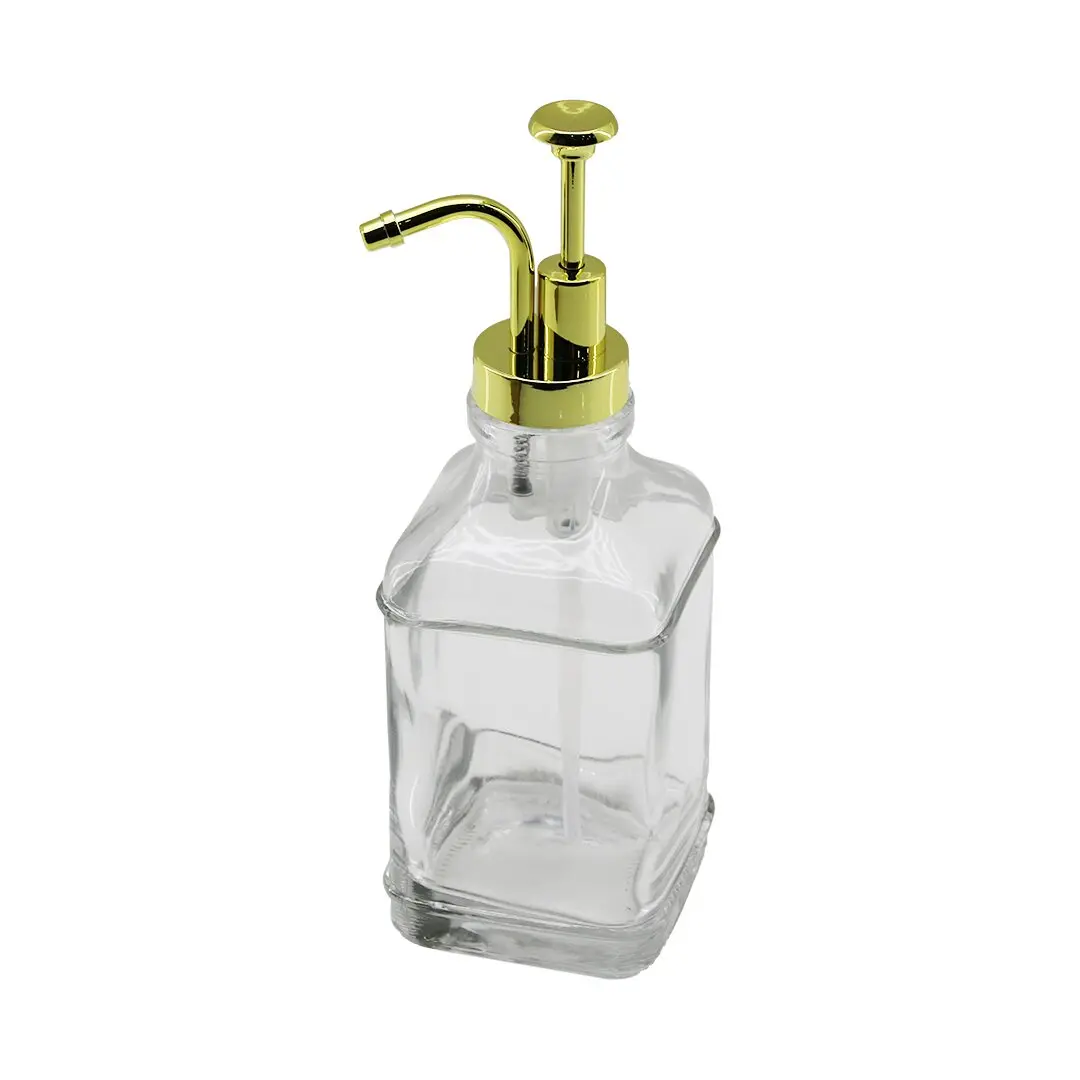 KARE CAM ŞİŞE - ŞEFFAF SIVI SABUNLUK 500ML POMPA - MUSLUK AYRIK MODEL BAŞLI (4745)