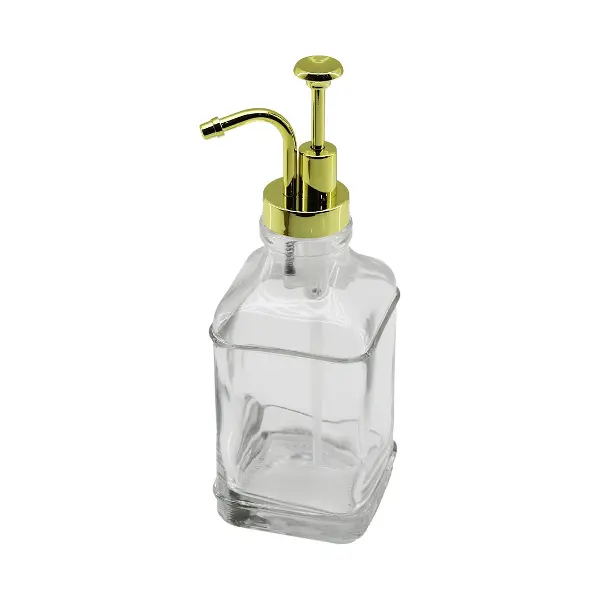 KARE CAM ŞİŞE - ŞEFFAF SIVI SABUNLUK 500ML POMPA - MUSLUK AYRIK MODEL BAŞLI (4745)