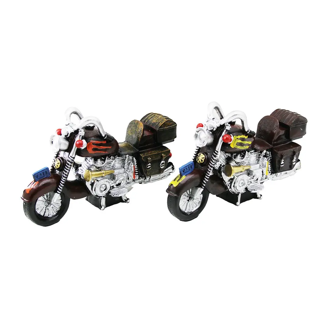 MOTORSİKLET VİNTAGE DEKORATİF BİBLO - KUMBARA RENKLİ 25CM REÇİNE (4745)