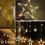 Kumandalı Yıldız Figürlü 12 Sarkıtlı 120 LED Uzaktan Kumandalı Dekor Işık – Masaüstü ve Ortam Aydınlatması (4745)-2