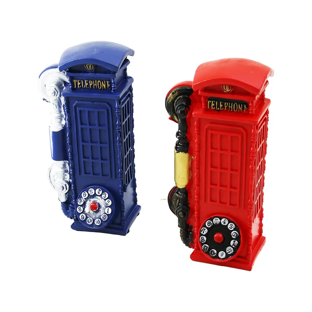 TELEFON KULÜBESİ VİNTAGE DEKORATİF BİBLO - KUMBARA RENKLİ 20X6X6CM REÇİNE (4745)