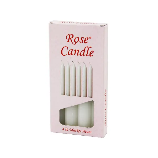 4PCS - KALIN ÇAP=2CM - UZUNLUK=15CM BEYAZ KLASİK MARKET MUM (4745)