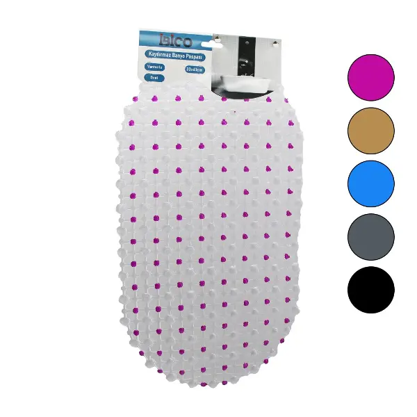 OVAL - EKO PVC +VANTUZ DESEN - ŞEFFAF RENKLİ 122PCS VANTUZ KAYDIRMAZ BANYO - KÜVET PASPAS 33X61CM (4745)