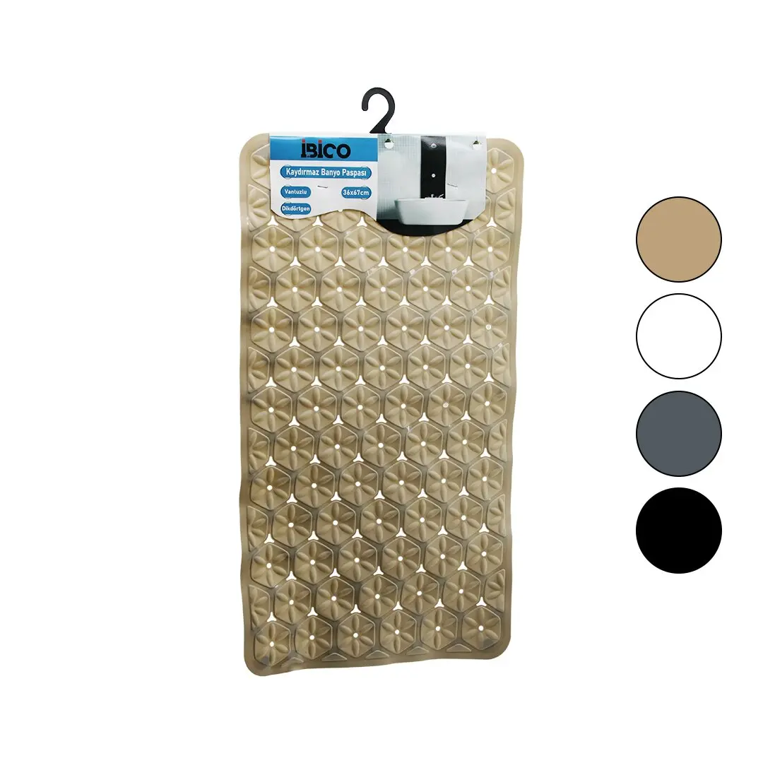 DİKDÖRTGEN - PLASTİK KABARTMA ÇİÇEK DESEN- RENKLİ 92PCS VANTUZ KAYDIRMAZ BANYO- KÜVET PASPAS 36X67CM (4745)