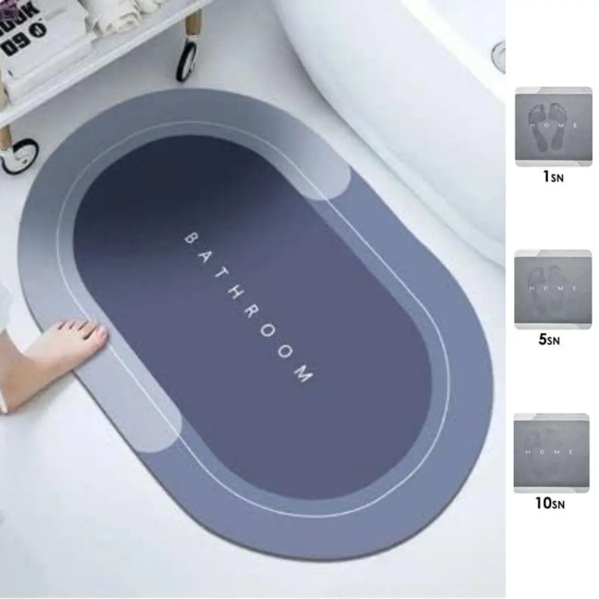 Sihirli Süper Su Emici Kaymaz Tabanlı Oval Paspas 40*60 cm (4745)-3