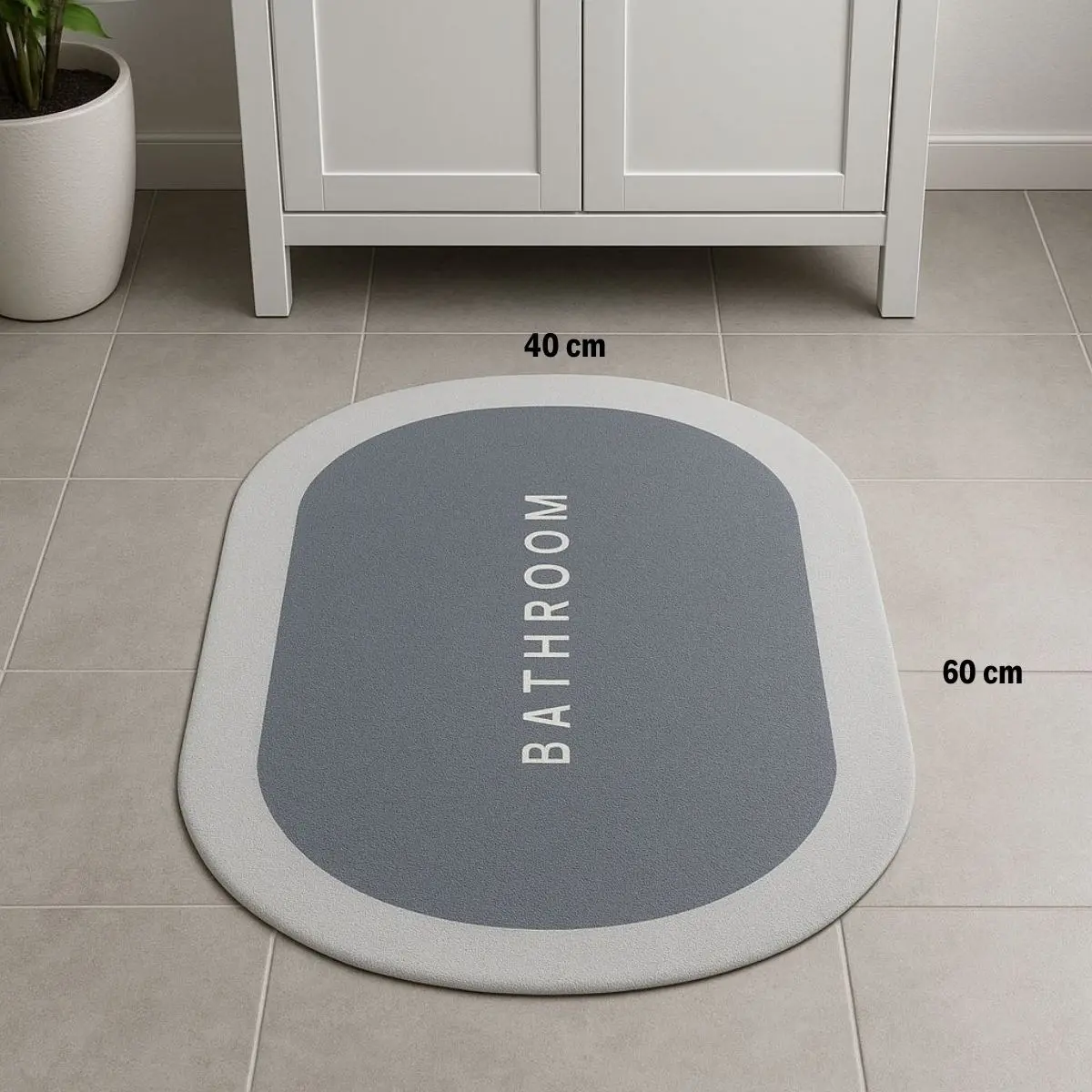 Sihirli Süper Su Emici Kaymaz Tabanlı Oval Paspas 40*60 cm (4745)-4