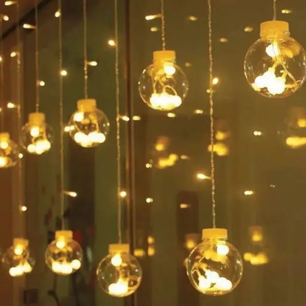 10 Sarkıtlı Kumandalı Dekoratif Top İçi Mini Toplu LED Günışığı Rengi Dekoratif Aydınlatma (4745)