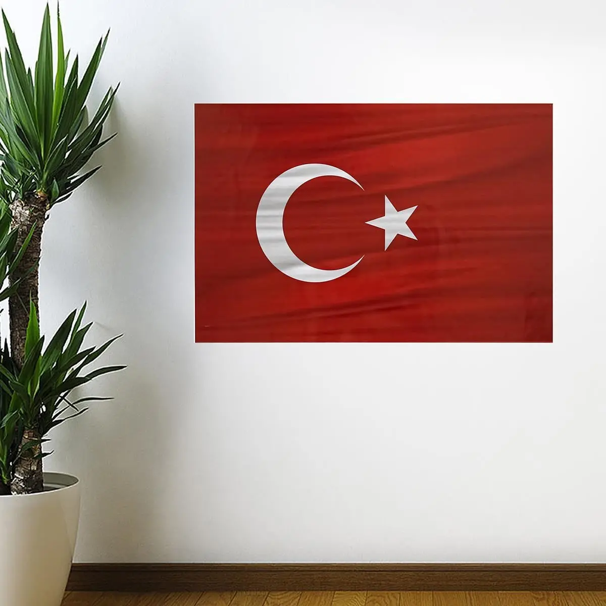 Dalgalanma Efektli Manyetik Duvar Stickerı Türk Bayrağı 71 x 47cm (4745)