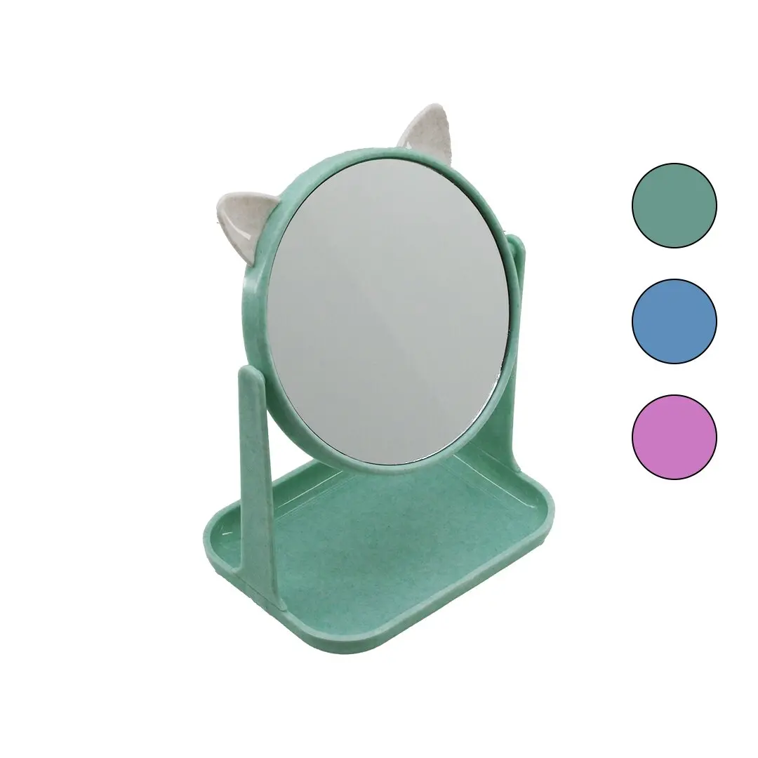 6 İNÇ  - 15CM YUVARLAK KULAKLI MAKYAJ AYNASI RENKLİ PLASTİK TAKILIK SEPETLİ=12X15.5CM (4745)