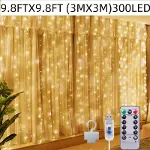 300 Ledli 10 Sarkıt Perde Led Işık-8 Fonksiyon, Uzaktan Kumandalı, 3x3 Metre (4745)-2