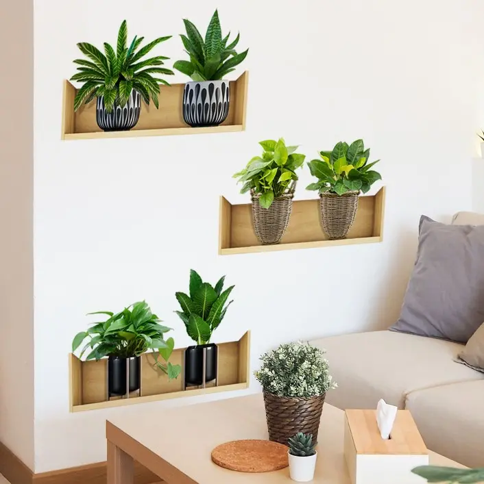 Raflı Bitki Tasarımlı Yapışkanlı Sticker 20*30 cm 3lü Set (4745)-4