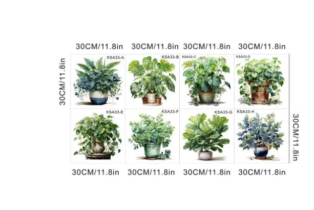 Saksılı Çiçek Tasarımlı 8li Sticker (4745)-5