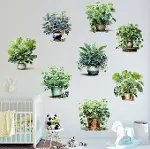 Saksılı Çiçek Tasarımlı 8li Sticker (4745)-2