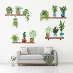 Raflı Saksılı Çiçek Tasarımlı Yapışkanlı Sticker (4745)-3