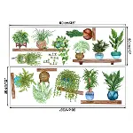 Raflı Saksılı Çiçek Tasarımlı Yapışkanlı Sticker (4745)-5
