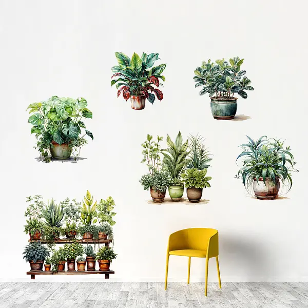 6 li Sticker Saksılı Çiçek Modelleri (4745)