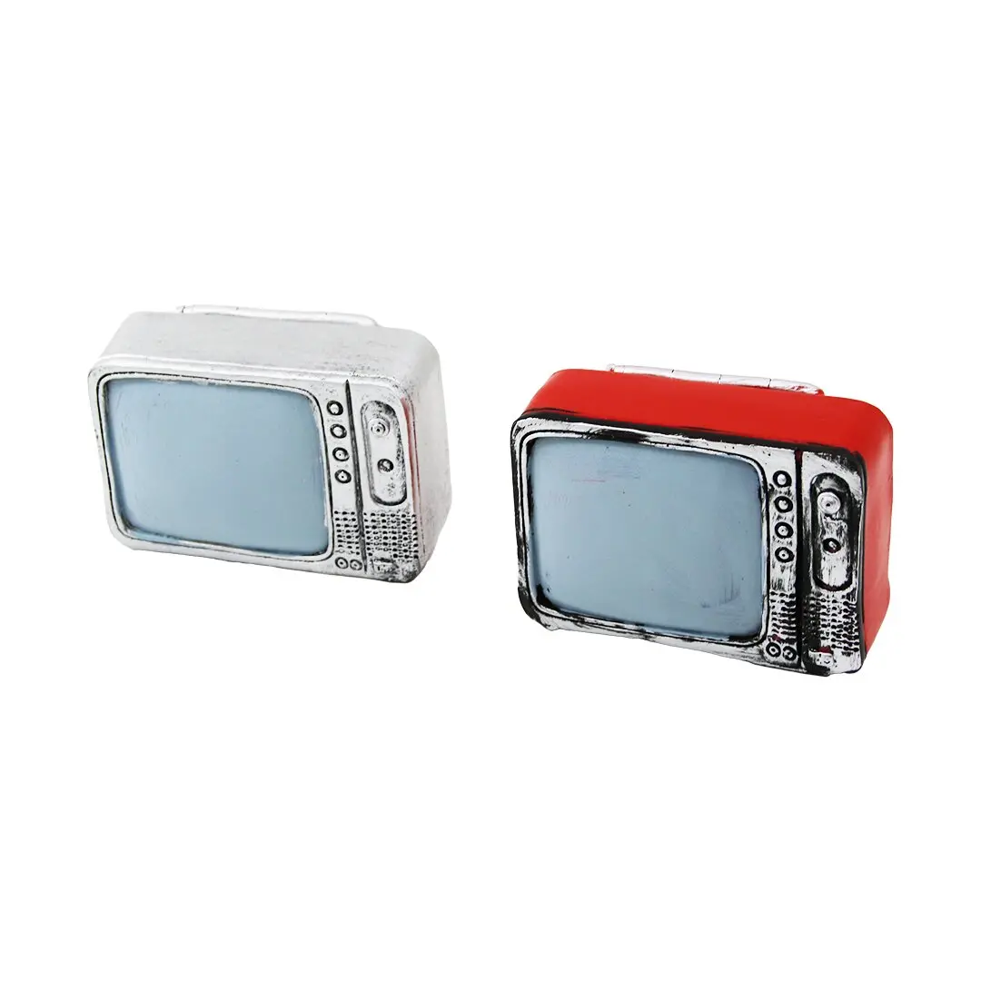 TELEVİZYON VİNTAGE DEKORATİF BİBLO - RENKLİ 9X6CM REÇİNE (4745)