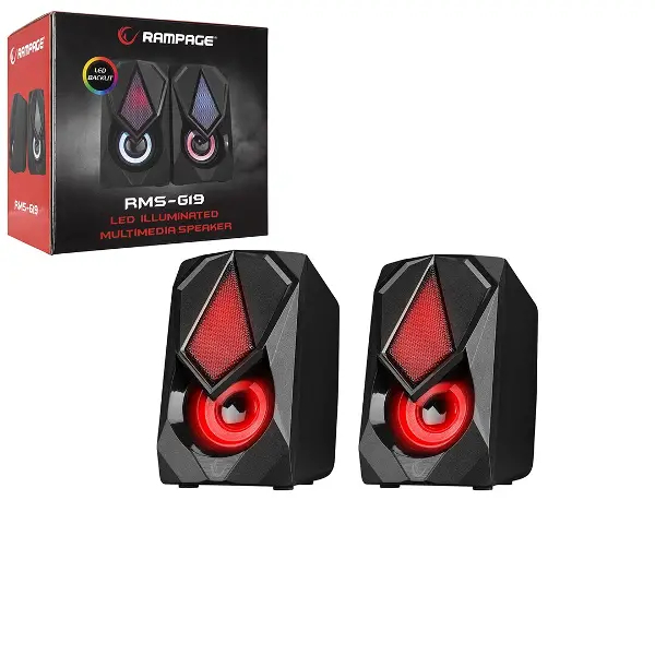 SİYAH - RGB IŞIKLI 1+1 HOPARLÖR SPEAKAER SET USB KABLO 2.0 MULTİMEDYA - 5W (4745)