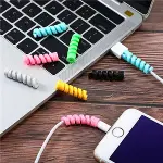 4&amp;#39;lü Apple, Android Şarj Kablosu Koruyucu Silikon Spiral Yay Aparat (4745)-1