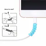 4&amp;#39;lü Apple, Android Şarj Kablosu Koruyucu Silikon Spiral Yay Aparat (4745)-5