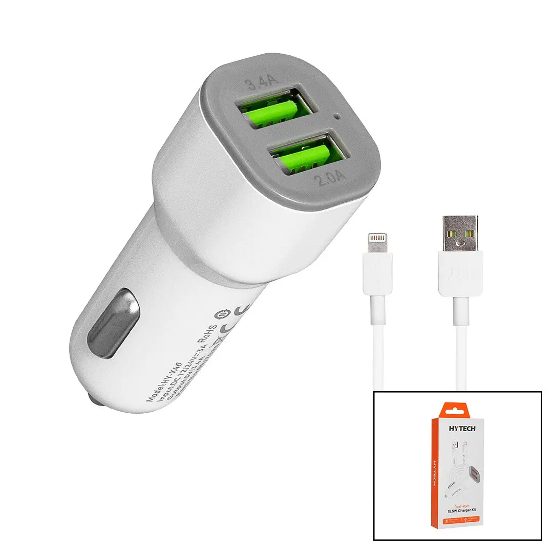 İPHONE - KABLOLU OTO - ARAÇ ÇAKMAKLIK ŞARJ BAŞLIK SET 3.1A - 15.5W - 1MT KABLO HY-X44 (4745)