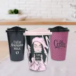 3 Adet Kahve Bardağı Seti Dekoratif Plastik Kahve Muhafaza Bardağı (4745)-1