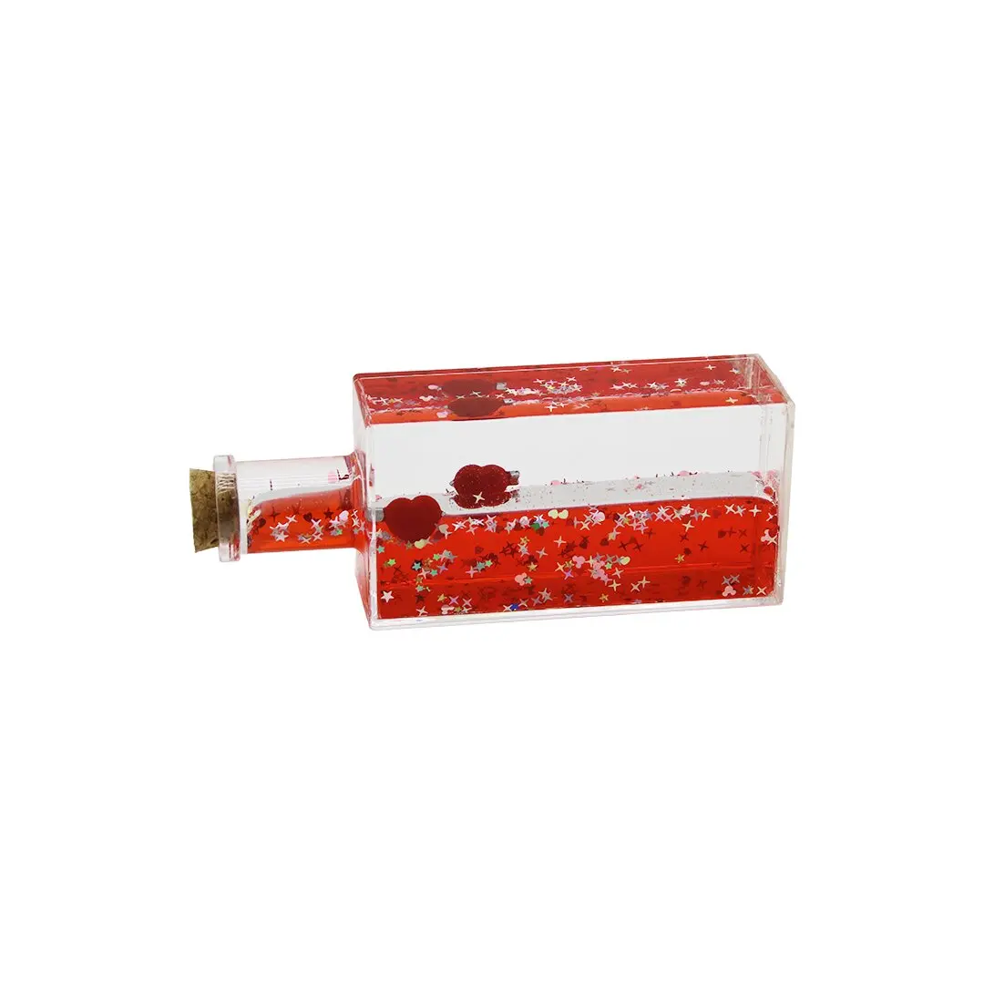 KIRMIZI SU KALP - YILDIZ DİKDÖRTGEN MİKA ŞİŞE YÜZEN BATMAYAN DEKORATİF BİBLO AKVARYUM4.2X6.4X17CM (4745)