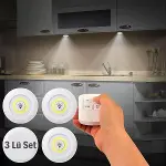 Uzaktan Kumandalı Yapışkanlı Kablosuz Pilli LED 3’lü (4745)-4