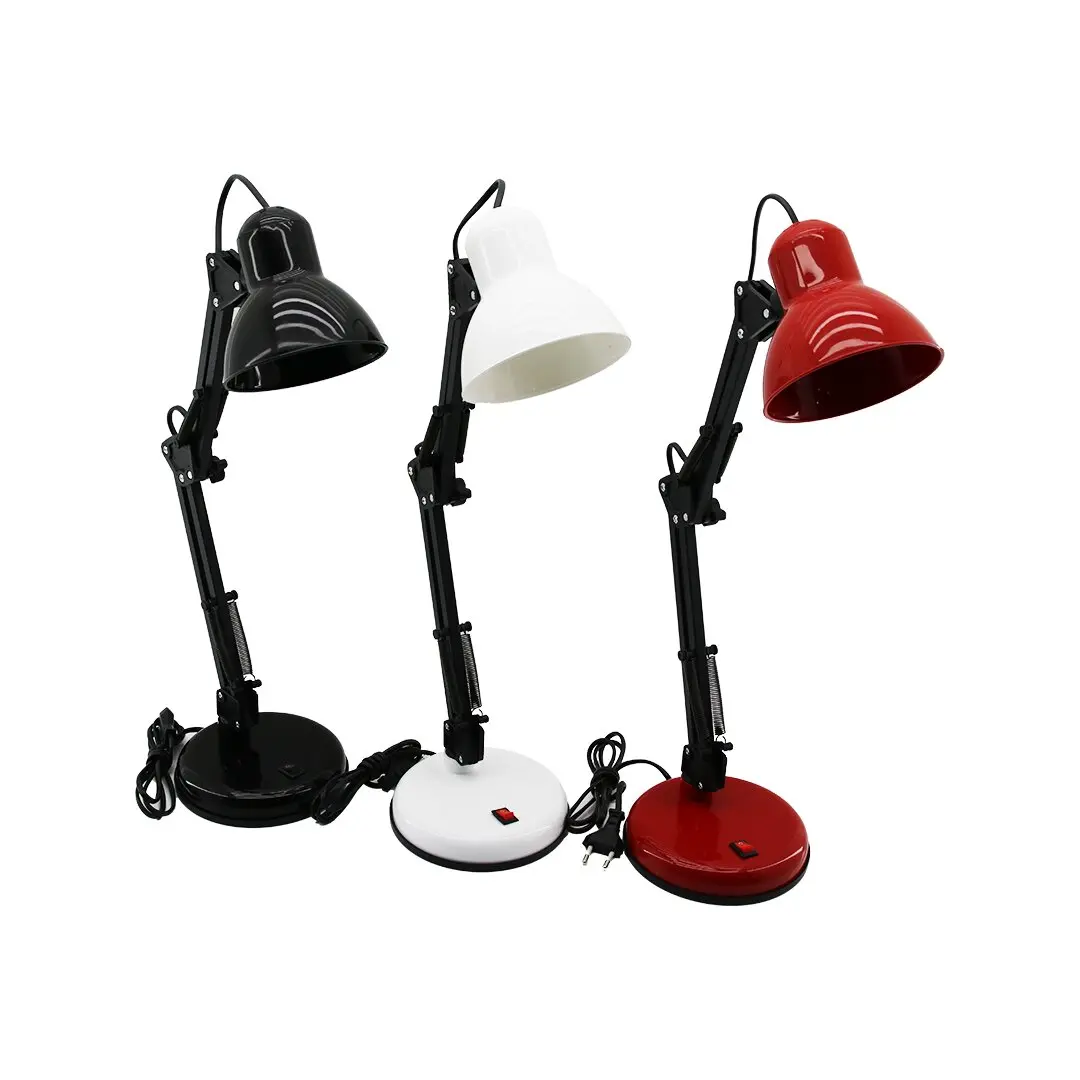 METAL AKROBAT AYAKLI ELEKTRİKLİ MASA LAMBASI RENKLİ PLASTİK TABLA - KAFA (4745)