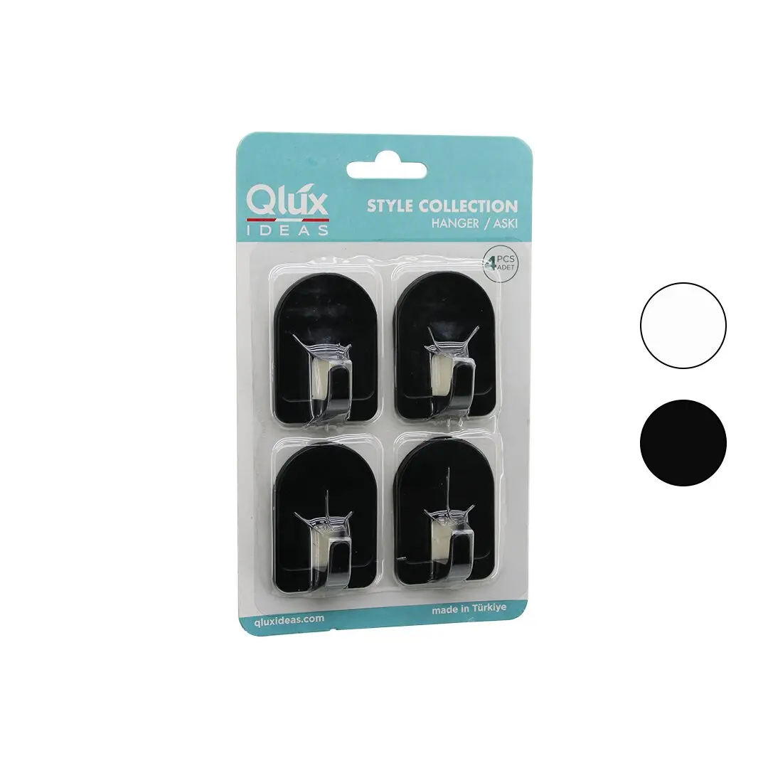 QLUX L-00950 4PCS DOME ASKI NO-2 KUBBELİ - SİYAH - BEYAZ - PLASTİK ASKI YAPIŞKANLI MONTAJ (4745)