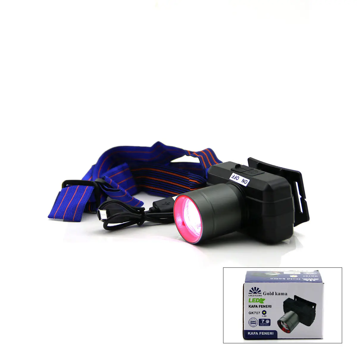 ŞARJLI 30W KAFA LAMBASI FENER 1 LED USB - TYPE-C KADEME IŞIK AYARI - FLAŞÖR (4745)