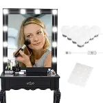 Nostalji Hollywood Tarzı 10'lu Makyaj Masası Aynası Beyaz Led Işıklı Lamba USB (4745)-3