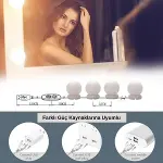 Nostalji Hollywood Tarzı 10'lu Makyaj Masası Aynası Beyaz Led Işıklı Lamba USB (4745)-5