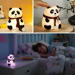 5 Farklı Renk Modlu Panda Figürlü Pofuduk LED Gece Lambası–Yumuşak Dokulu Çocuk Odası ve Dekoratif Şarjlı Ortam Işığı (4745)-2