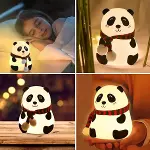 5 Farklı Renk Modlu Panda Figürlü Pofuduk LED Gece Lambası–Yumuşak Dokulu Çocuk Odası ve Dekoratif Şarjlı Ortam Işığı (4745)-3